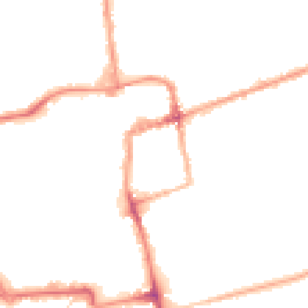 Night-time road noise heatmap for NN16 0EG