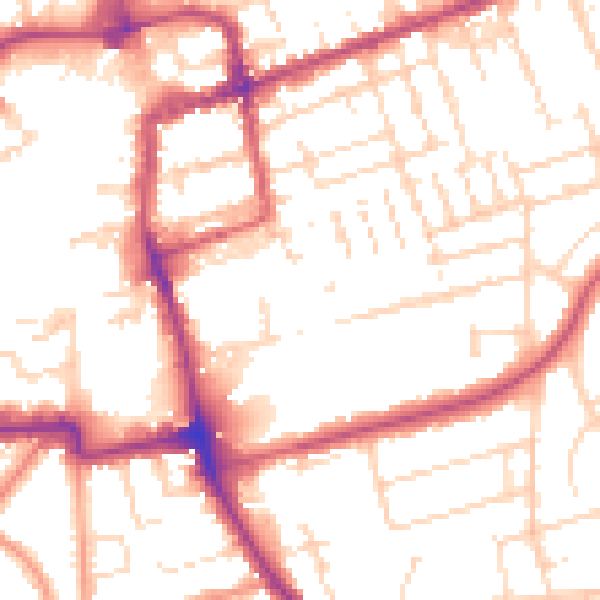 Daytime road noise heatmap for NN16 0EL