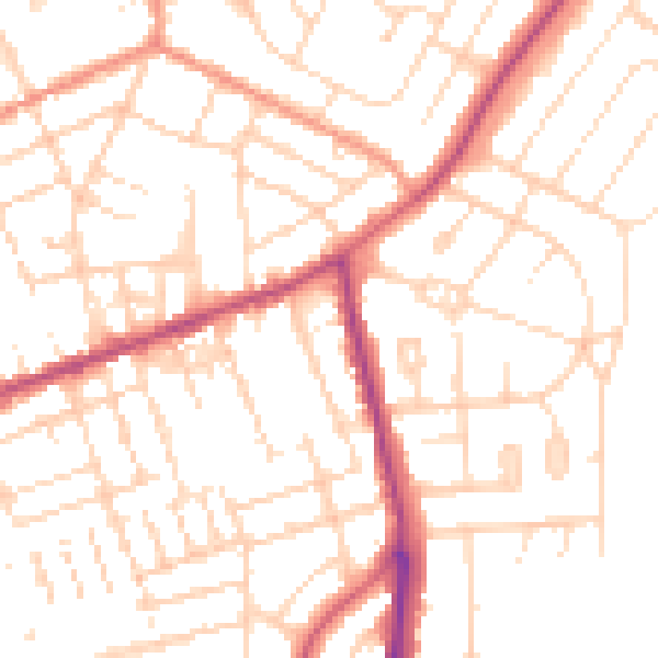 Daytime road noise heatmap for NN16 0HX