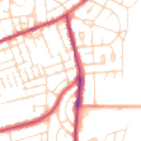 Daytime road noise heatmap for NN16 0JB