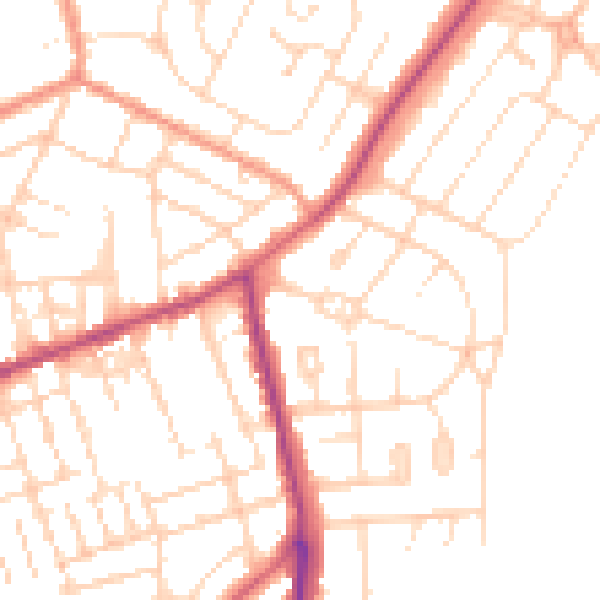 Daytime road noise heatmap for NN16 0LB
