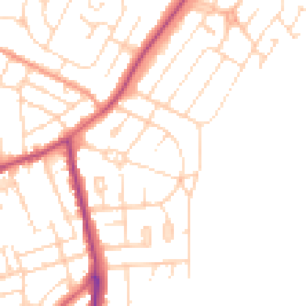 Daytime road noise heatmap for NN16 0LS