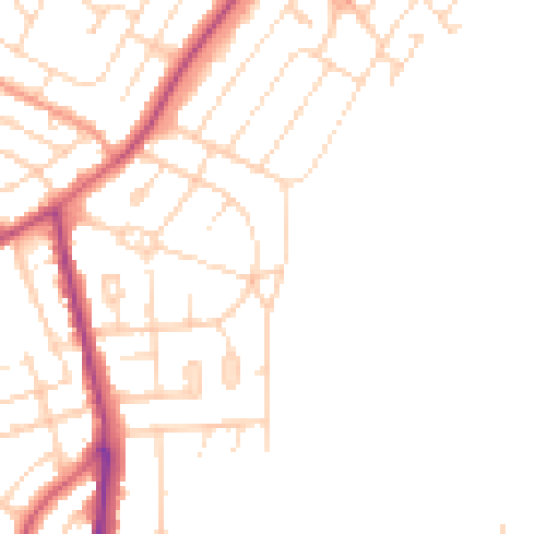 Daytime road noise heatmap for NN16 0LT