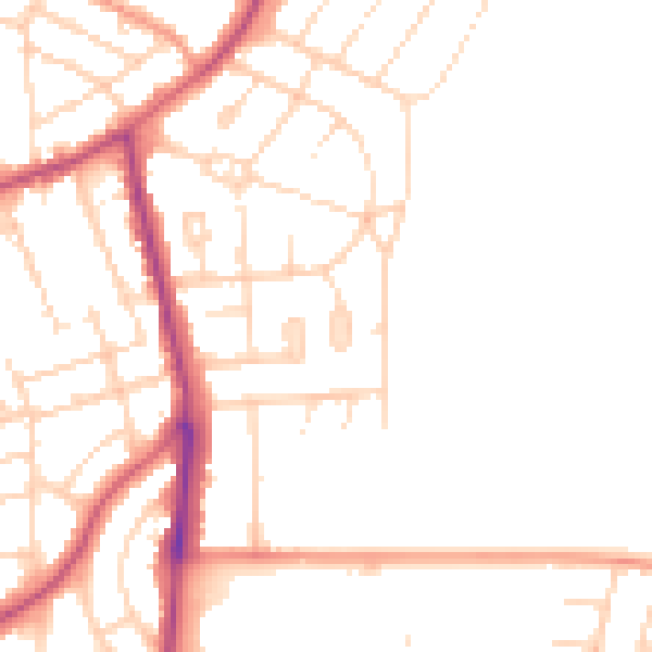 Daytime road noise heatmap for NN16 0LZ