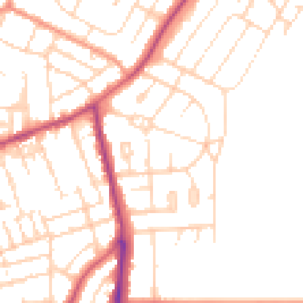 Daytime road noise heatmap for NN16 0NB