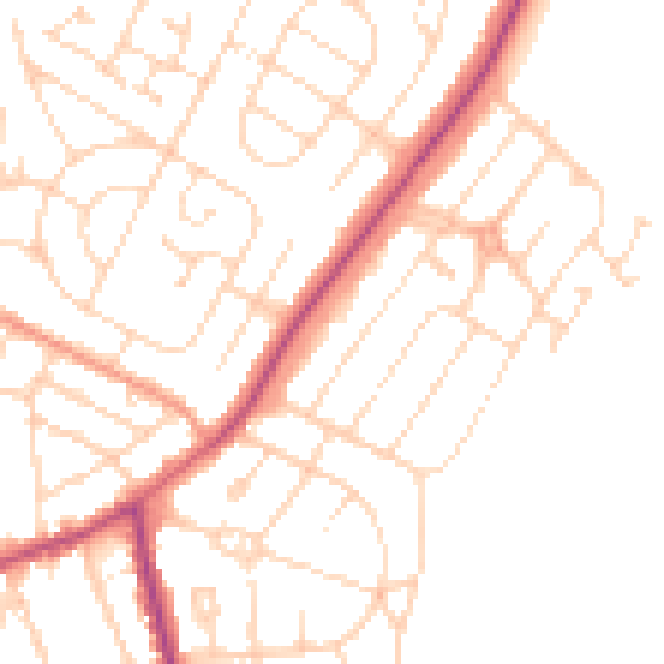 Daytime road noise heatmap for NN16 0NZ