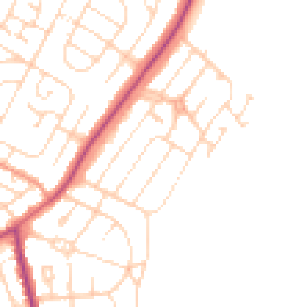 Daytime road noise heatmap for NN16 0PN