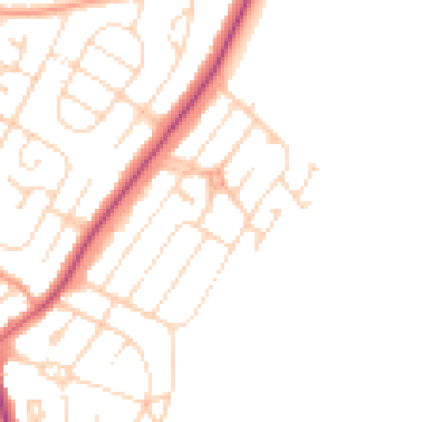 Daytime road noise heatmap for NN16 0PW