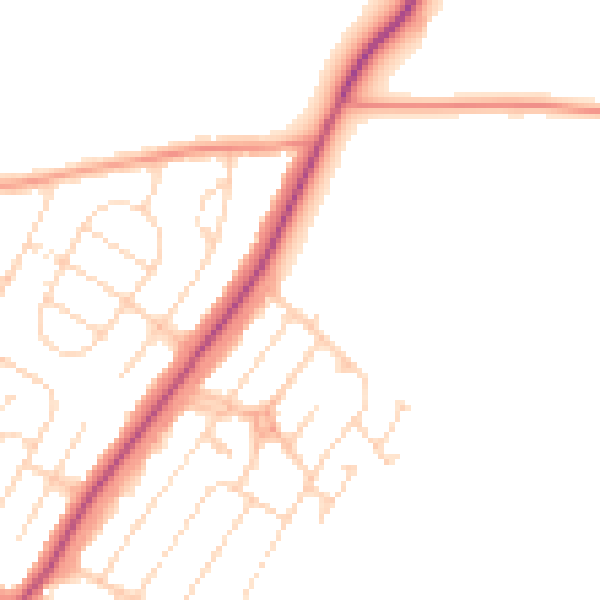 Daytime road noise heatmap for NN16 0PZ