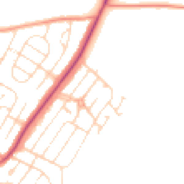 Daytime road noise heatmap for NN16 0QD