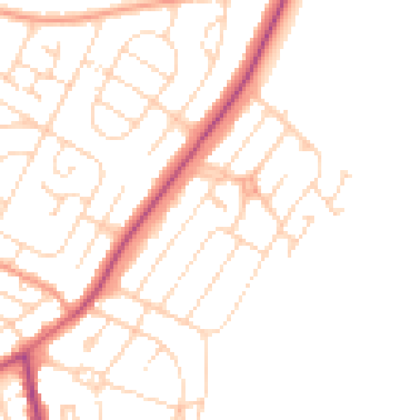 Daytime road noise heatmap for NN16 0QR