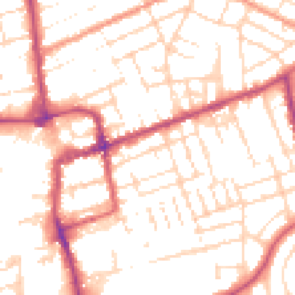 Daytime road noise heatmap for NN16 0SW
