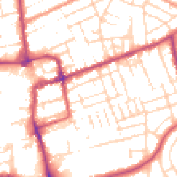 Daytime road noise heatmap for NN16 0SY