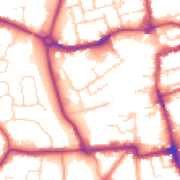 Daytime road noise heatmap for NN16 8DF