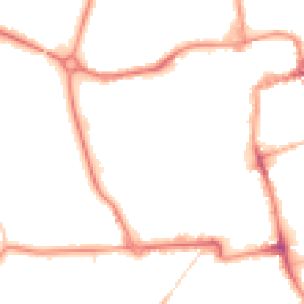 Night-time road noise heatmap for NN16 8DG