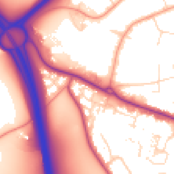 Daytime road noise heatmap for NN16 8LS