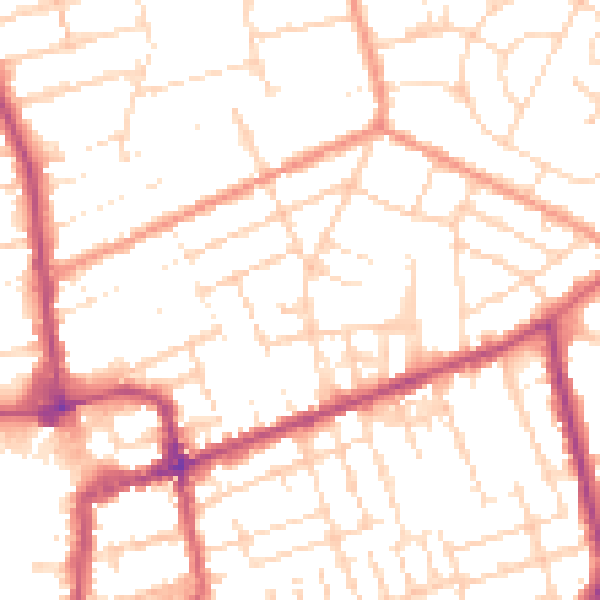 Daytime road noise heatmap for NN16 8NB