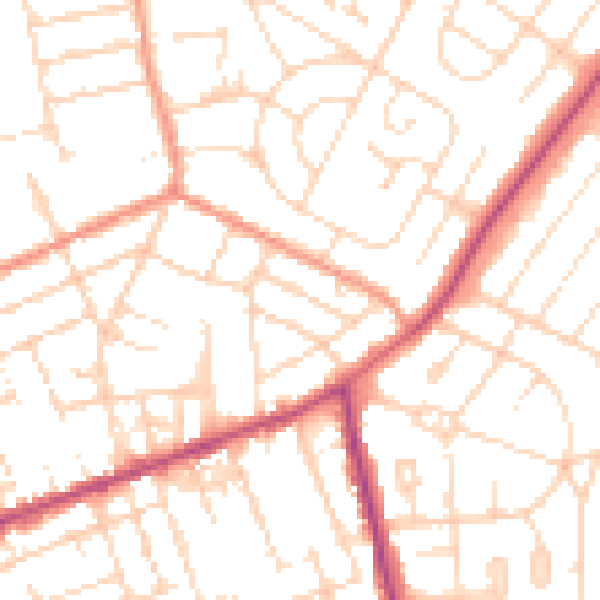 Daytime road noise heatmap for NN16 8NU