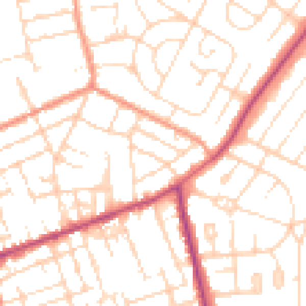Daytime road noise heatmap for NN16 8NZ