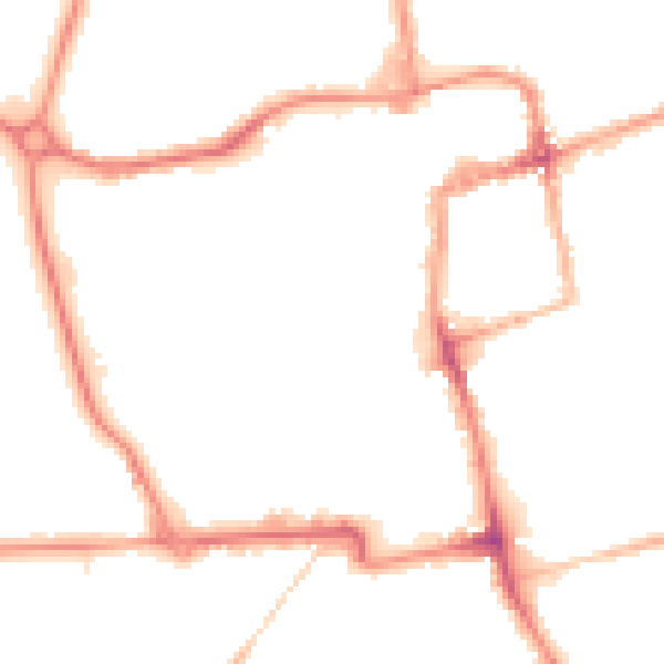 Night-time road noise heatmap for NN16 8SU