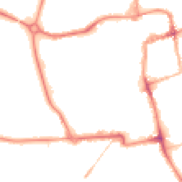 Night-time road noise heatmap for NN16 8TJ