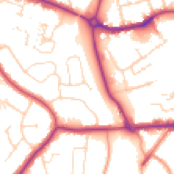 Daytime road noise heatmap for NN16 8UQ