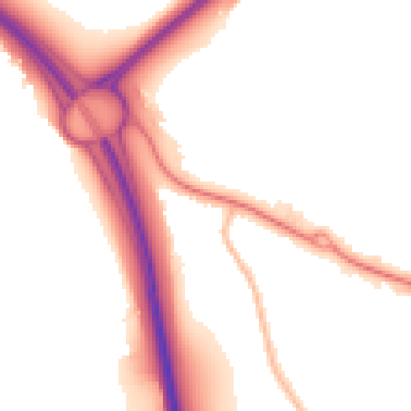 Night-time road noise heatmap for NN16 8WG