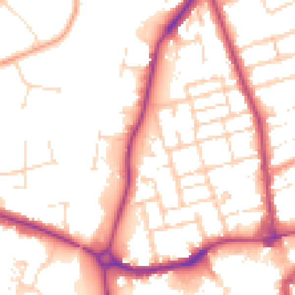 Daytime road noise heatmap for NN16 9EH