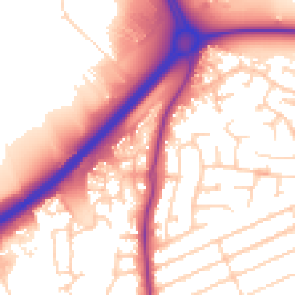 Daytime road noise heatmap for NN16 9FB