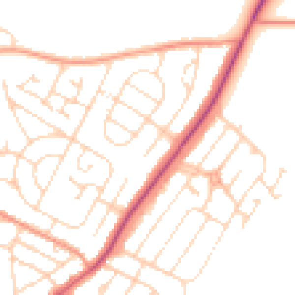 Daytime road noise heatmap for NN16 9TJ