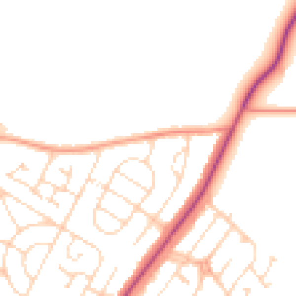 Daytime road noise heatmap for NN16 9TP