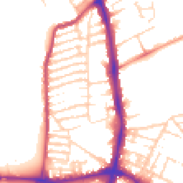 Daytime road noise heatmap for NN2 6BT