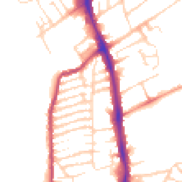 Daytime road noise heatmap for NN2 6DZ