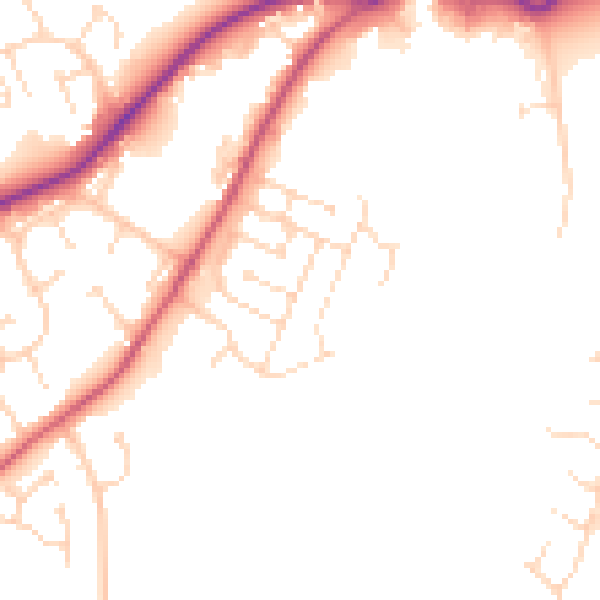 Daytime road noise heatmap for NN2 7AY