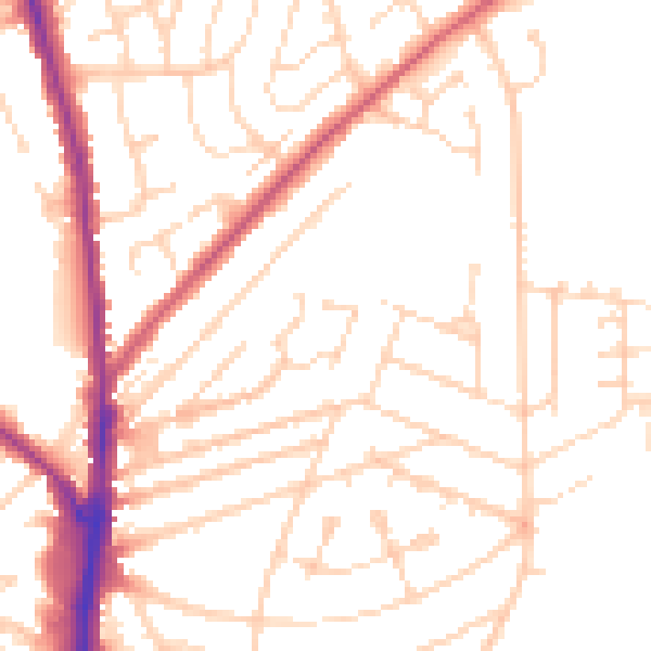 Daytime road noise heatmap for NN2 7FF