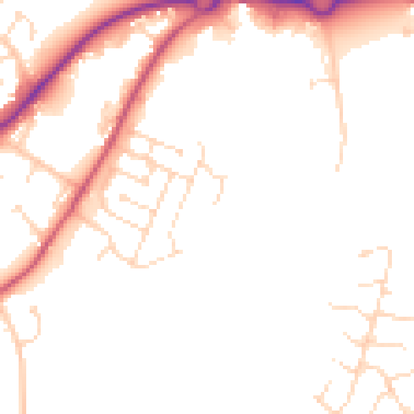 Daytime road noise heatmap for NN2 7FP
