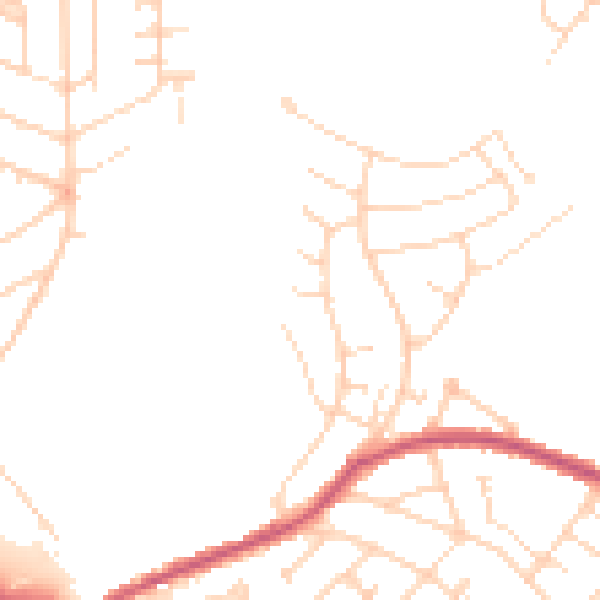 Daytime road noise heatmap for NN2 7LD