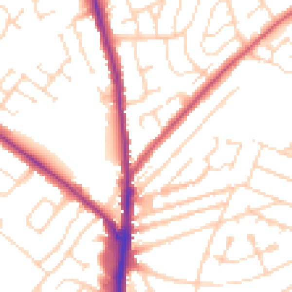 Daytime road noise heatmap for NN2 7SW
