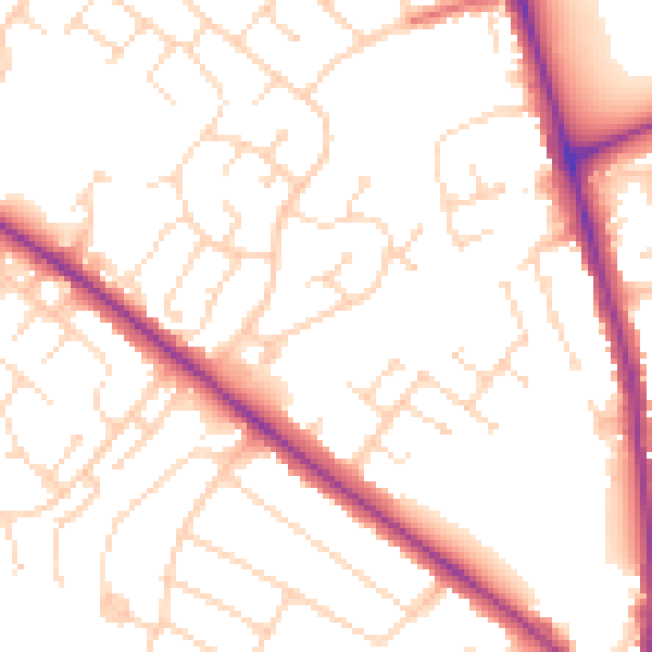 Daytime road noise heatmap for NN2 8AT