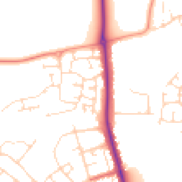 Daytime road noise heatmap for NN2 8FL