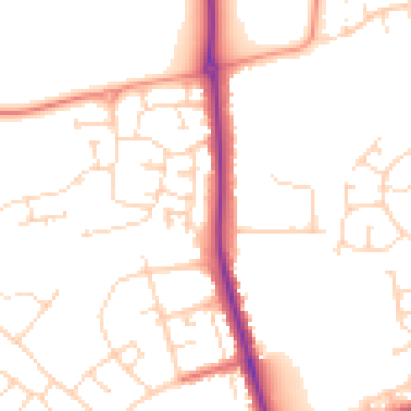 Daytime road noise heatmap for NN2 8GS