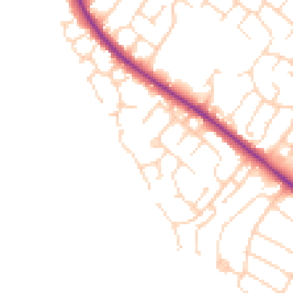 Daytime road noise heatmap for NN2 8PL