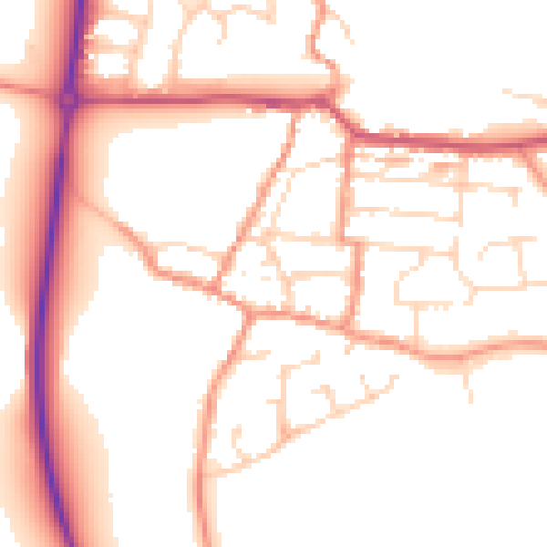 Daytime road noise heatmap for NN29 7AD