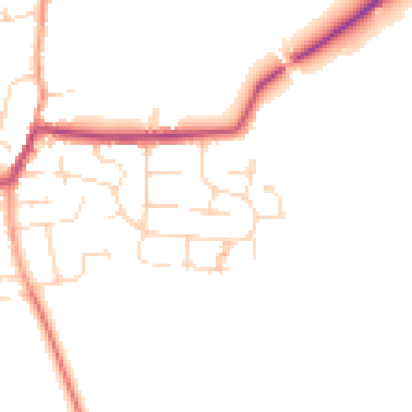 Daytime road noise heatmap for NN29 7AU