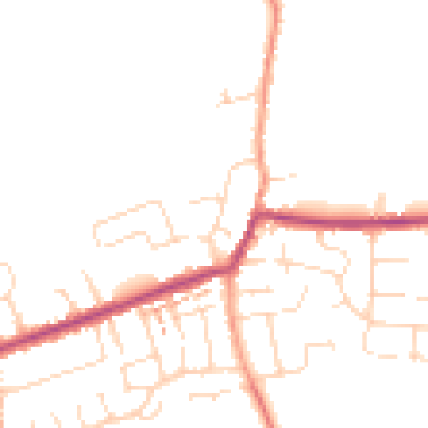Daytime road noise heatmap for NN29 7AW