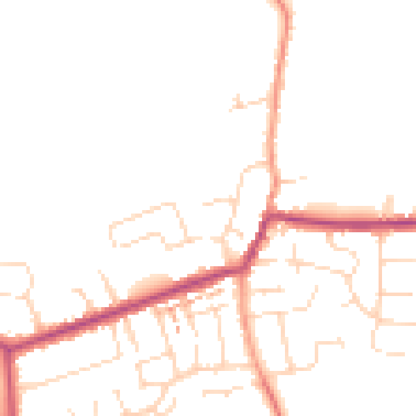Daytime road noise heatmap for NN29 7AZ