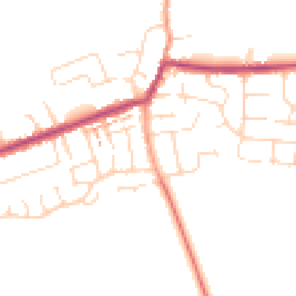 Daytime road noise heatmap for NN29 7BE