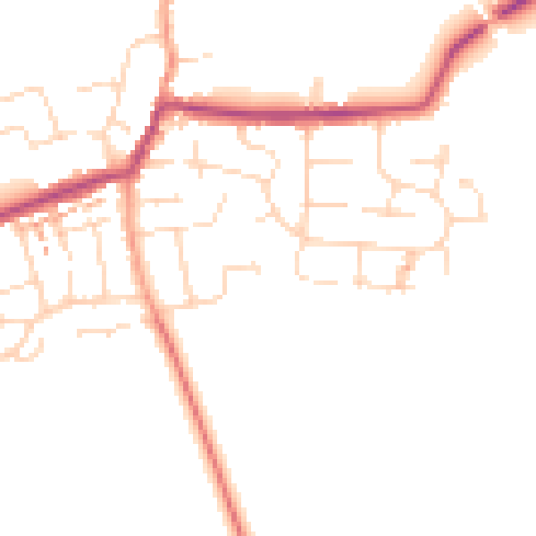 Daytime road noise heatmap for NN29 7BJ