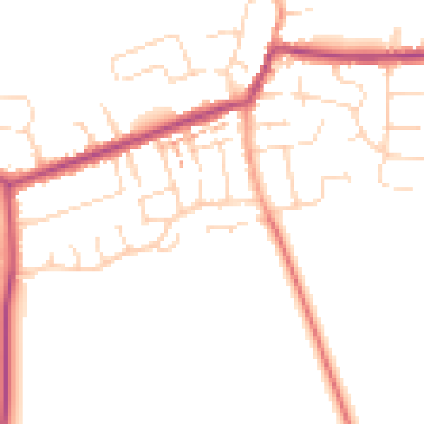 Daytime road noise heatmap for NN29 7BW