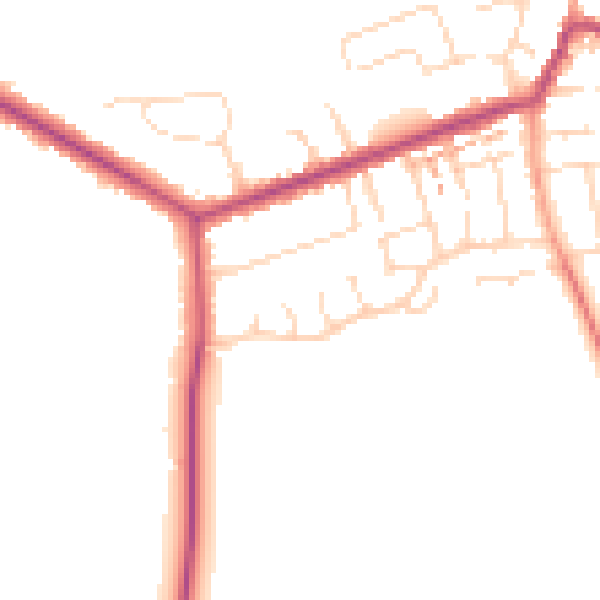 Daytime road noise heatmap for NN29 7BZ